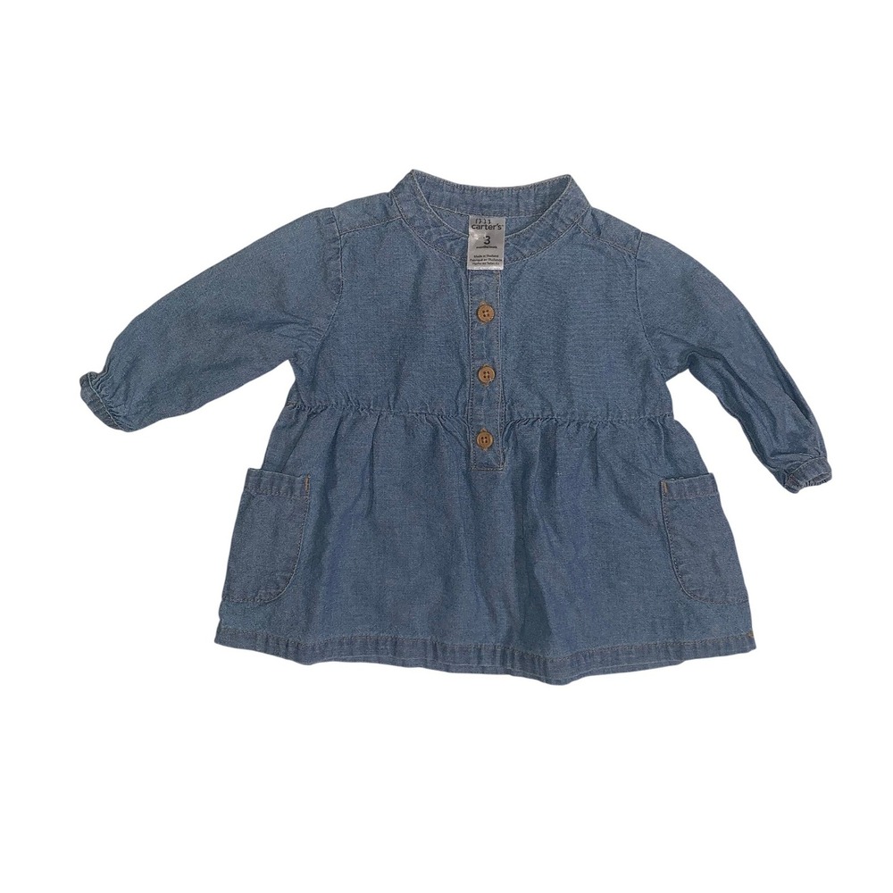 Carters Baby Girls Blue Chambray Denim Top Long Sleeve 3 Months GCL-006-431